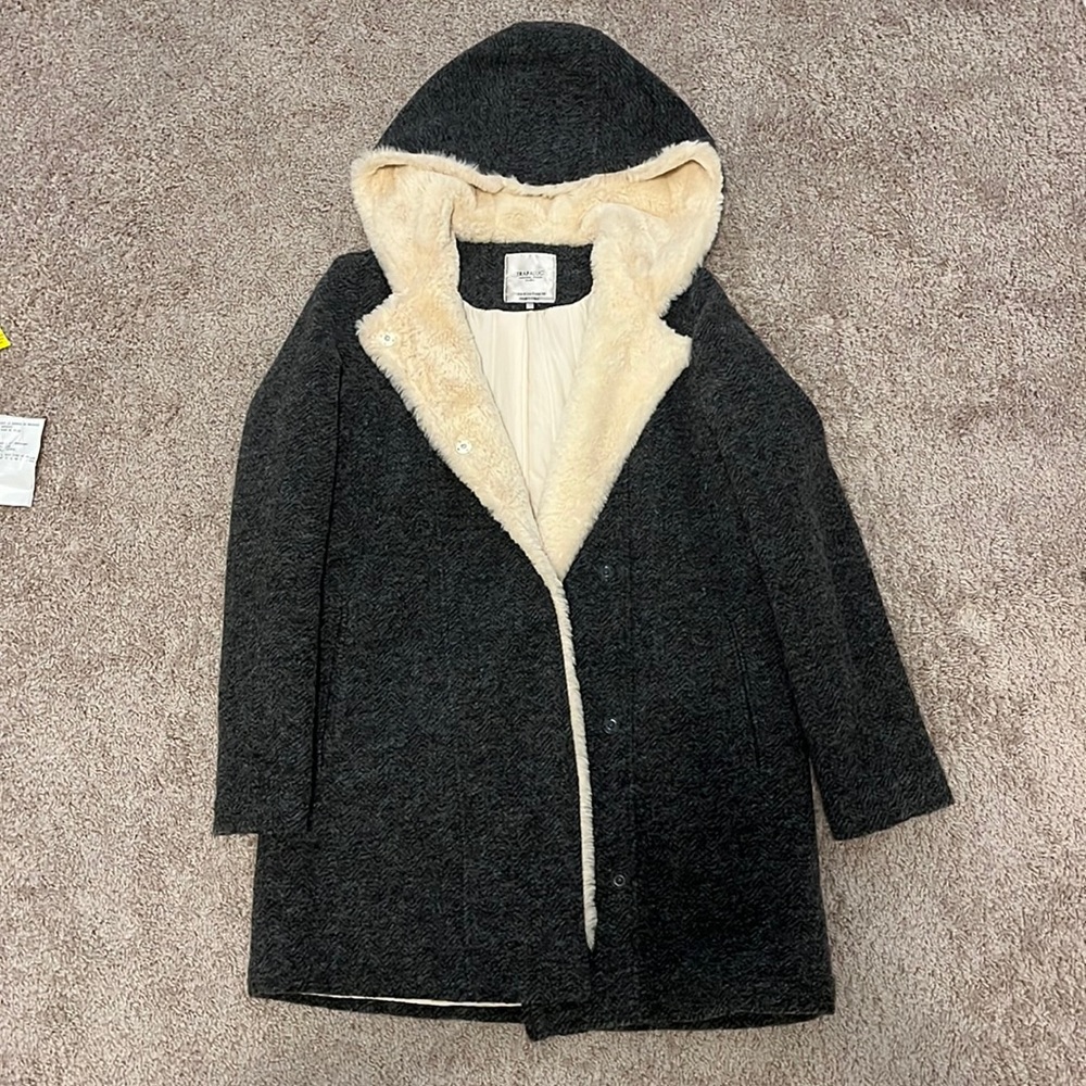 Zara Wool Coat w/Furry Interior Size S